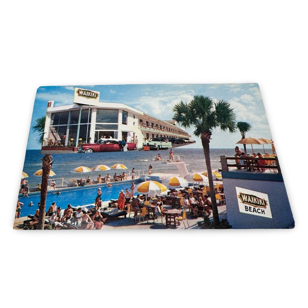 Vintage Waikiki Motel Miami Beach Florida‎ Unused Postcard Chrome MCM 2355-62
